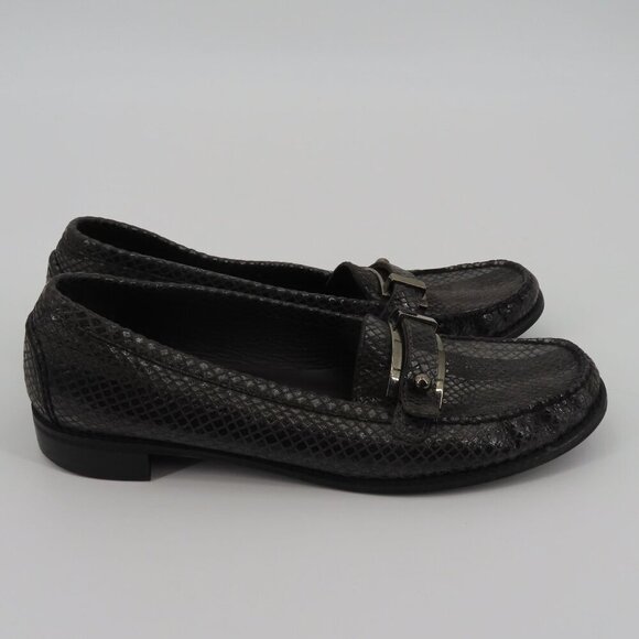 VTG Stuart Weitzman Women 9.5 SS Black Leather Loafers Slip On Shoes Style 19265 - Picture 6 of 13
